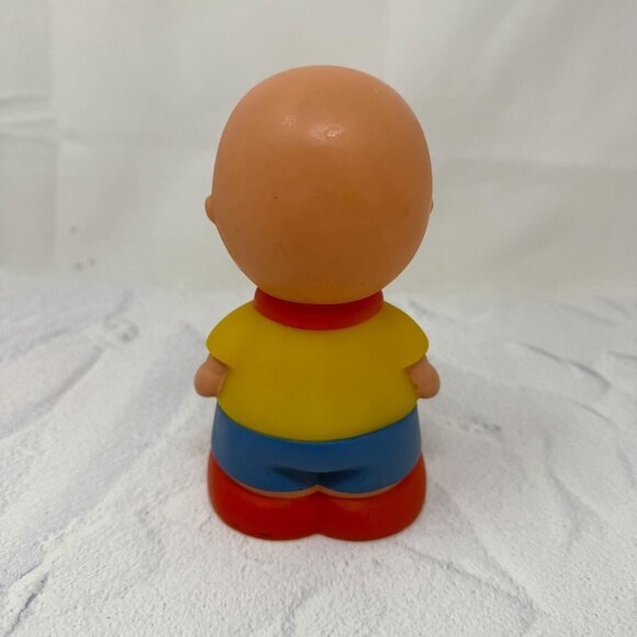 Caillou Plastic Figure Toy 6" Famosa Yellow Shirt Red Shoes PBS Squeak - Picture 2 of 8